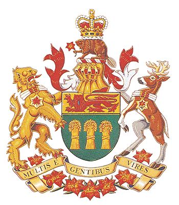 sk motto|Coat of arms of Saskatchewan .